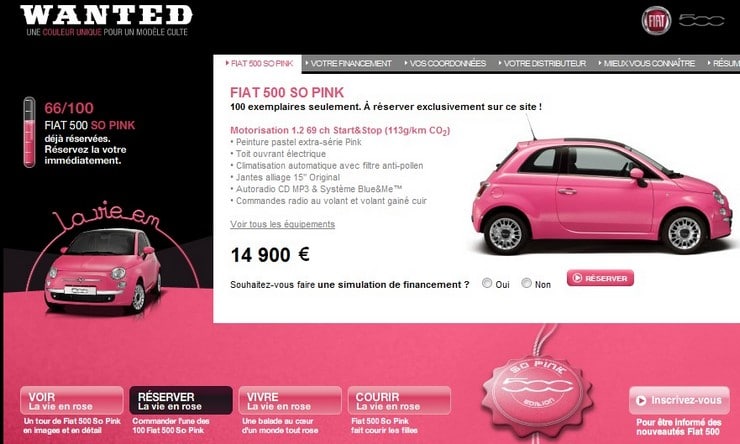 100 exemplaires fiat 500 so pink 100 exemplaires fiat 500 so pink