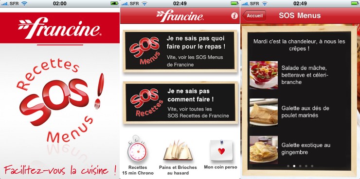 application iphone cuisine francine