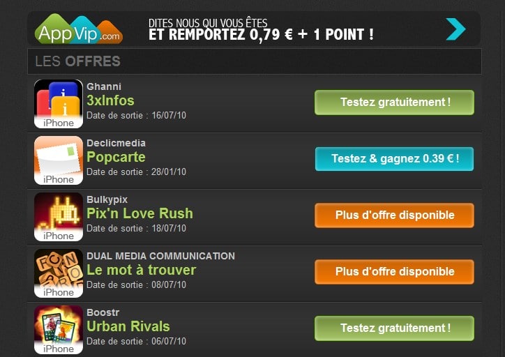 appvip test appli iphone
